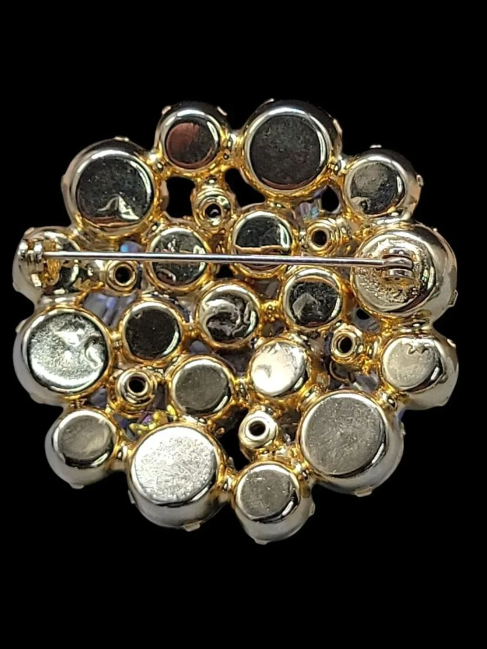 Vintage Juliana Brooch D&E Cha Cha Brooch AB Rhinestone Dangling Beads Gold Tone